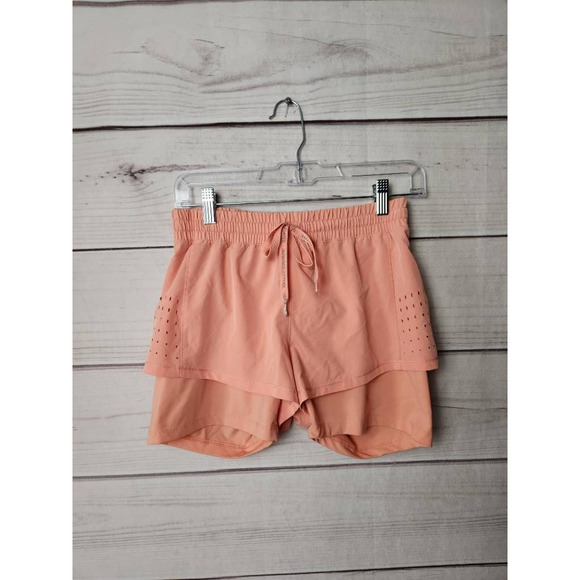 Spyder Active‎ Womens Athletic Shorts Orange Pockets Mid Rise Drawstring Solid S - Picture 1 of 7